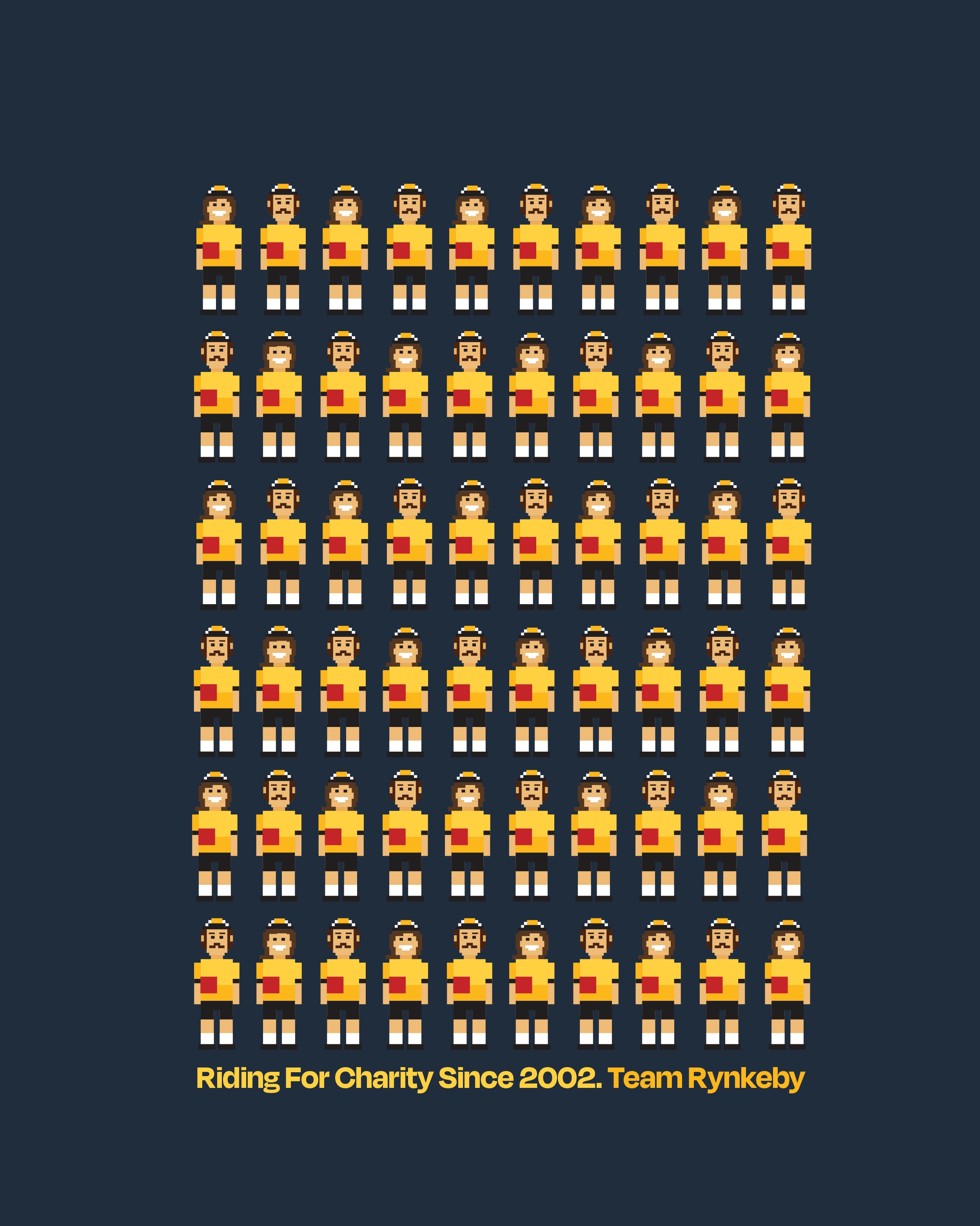 Plakaten "Ridning for velgørenhed siden 2002"