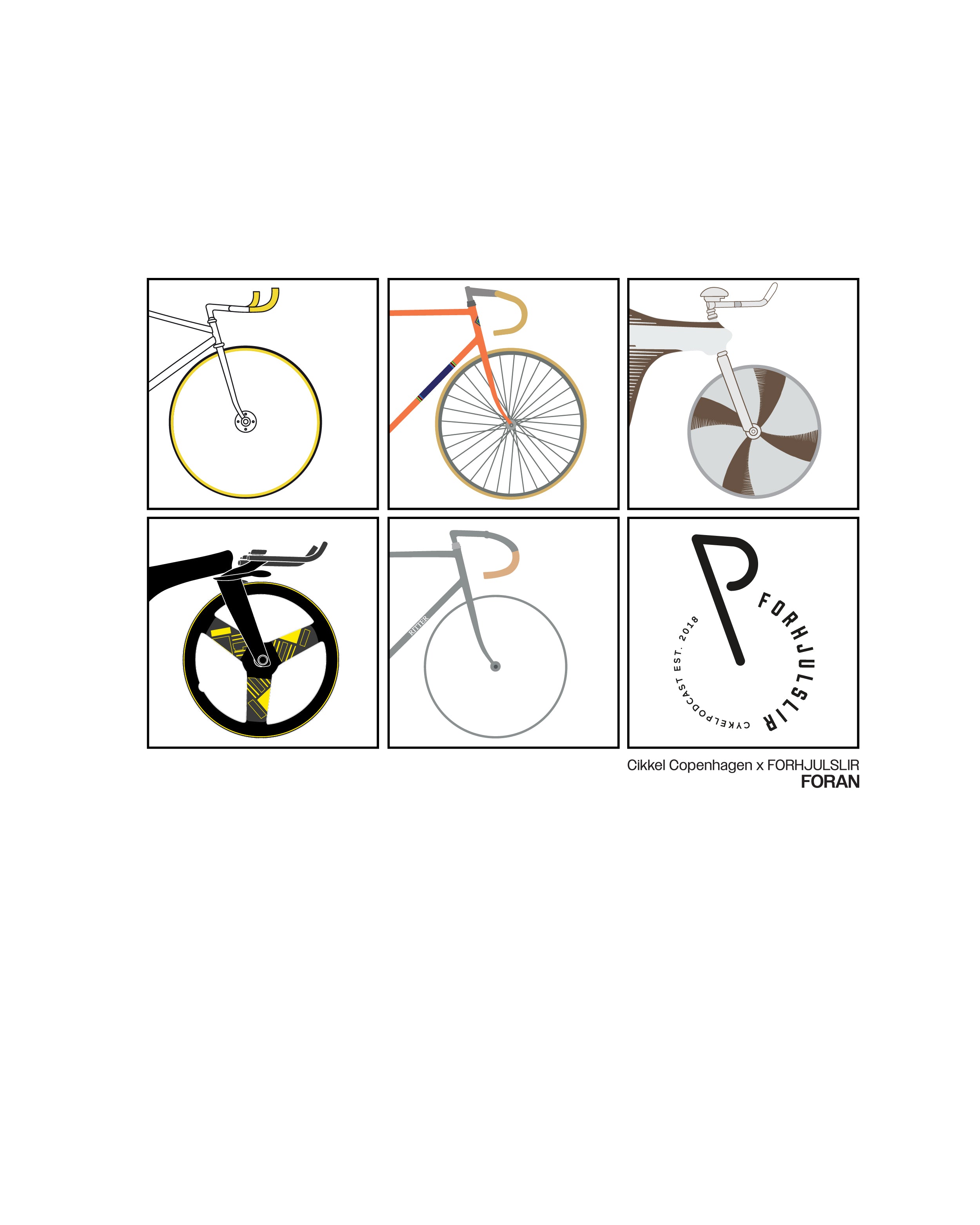 Forhjulslir x Cikkel Copenhagen - T-Shirt Hvid