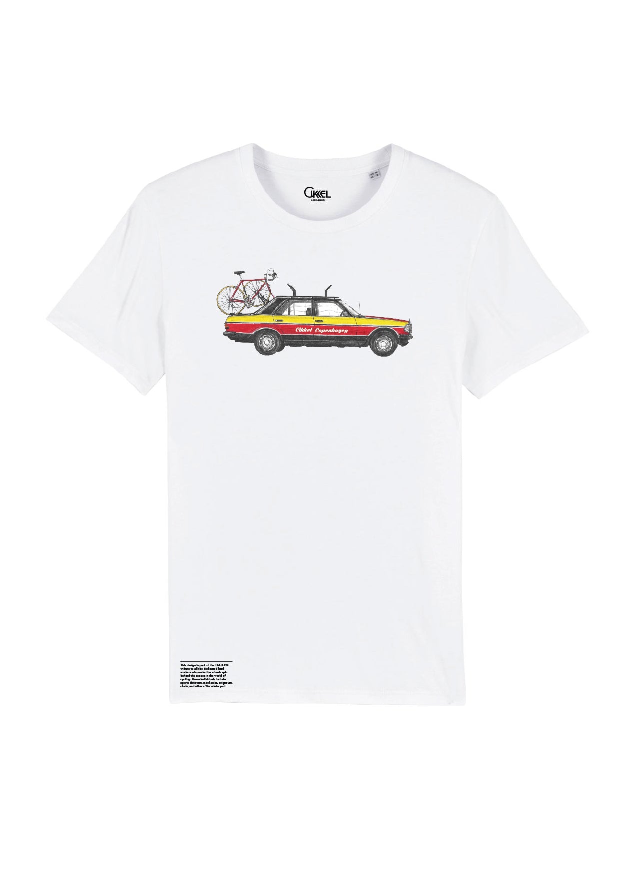 Rød og gul 1980 Cycling Team Car- T-Shirt
