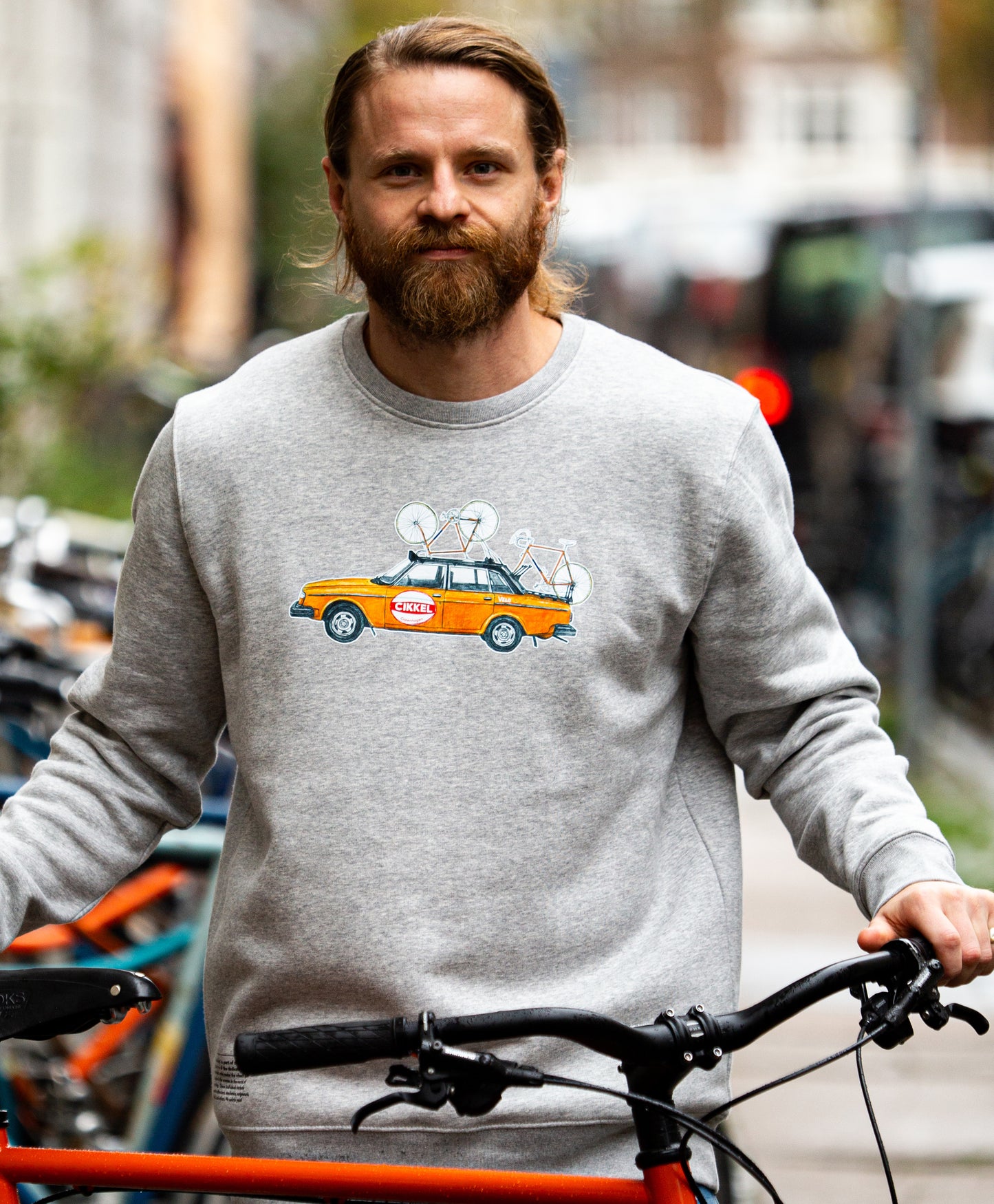 Orange 1975 cycling Team Car - Sweatshirt Melange grey